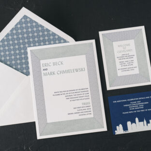 Modern Art Deco Letterpress Wedding Invitations