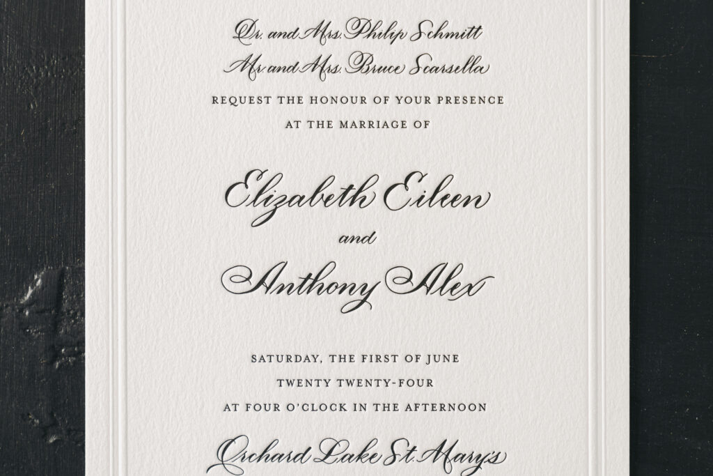 Letterpress Wedding Invitation with Blind Emboss