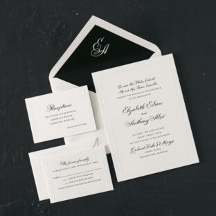 Letterpress and Hand Calligraphy wedding invitations