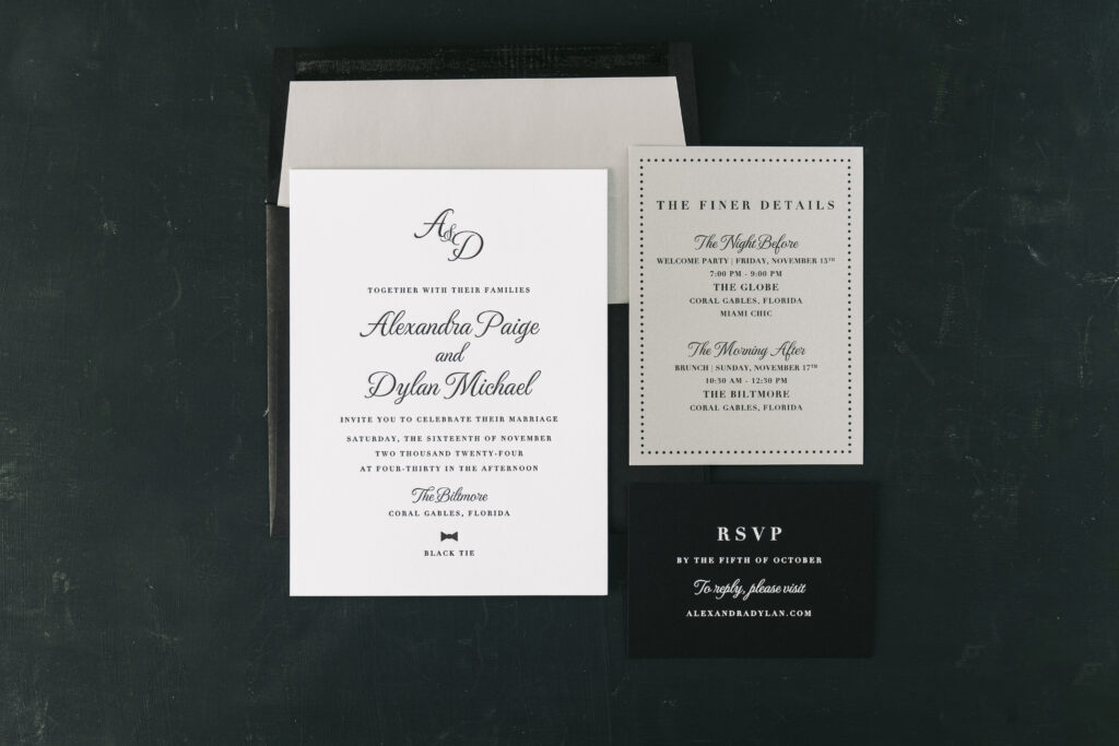 Black-Tie Letterpress Wedding Invitations