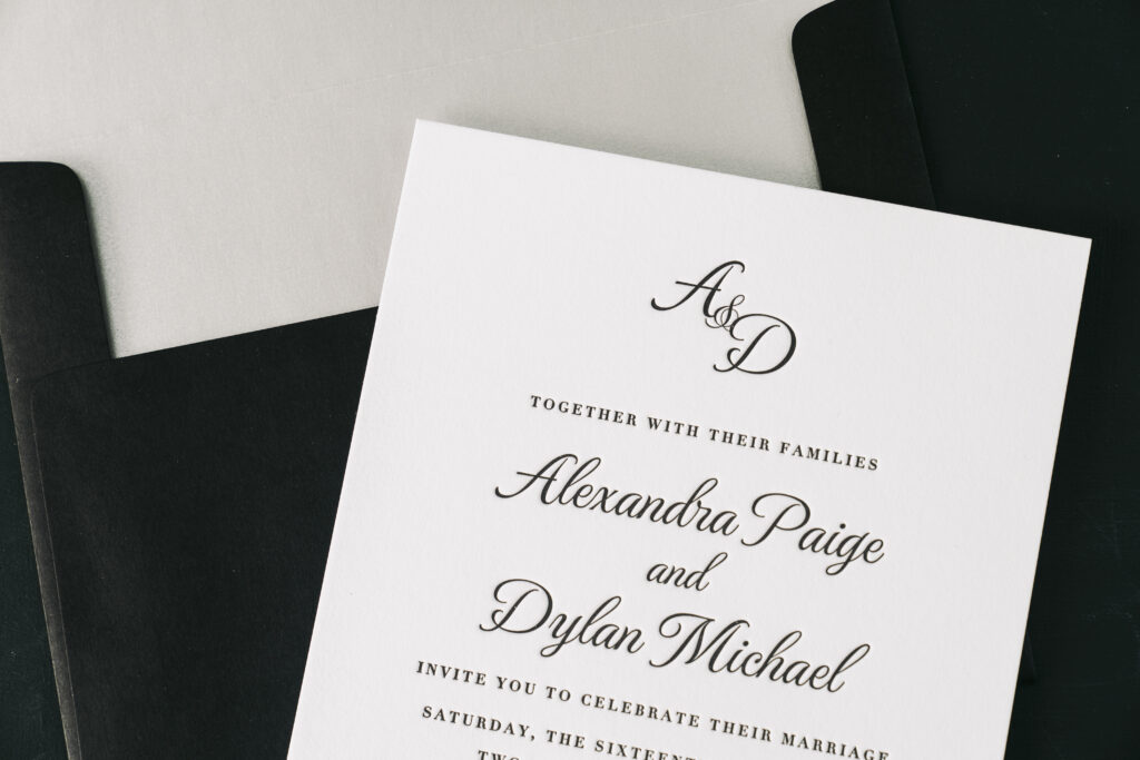 Black-Tie Letterpress Wedding Invitations