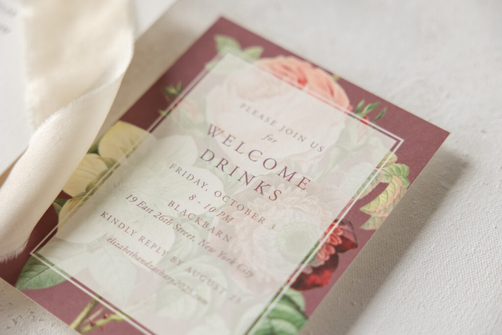 digital rose artwork welcome party invitation