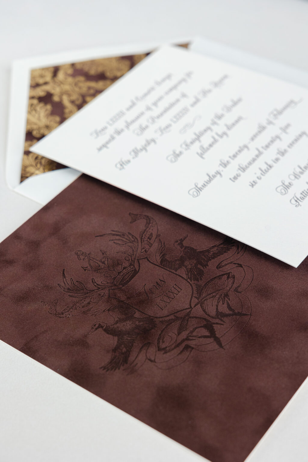 Letterpress Invitations with Velvet Backers