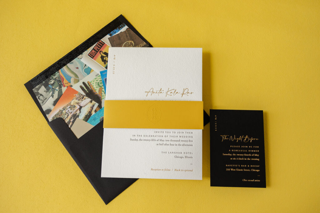 Sophisticated Wedding Invitations with Rock-Inspired Liner