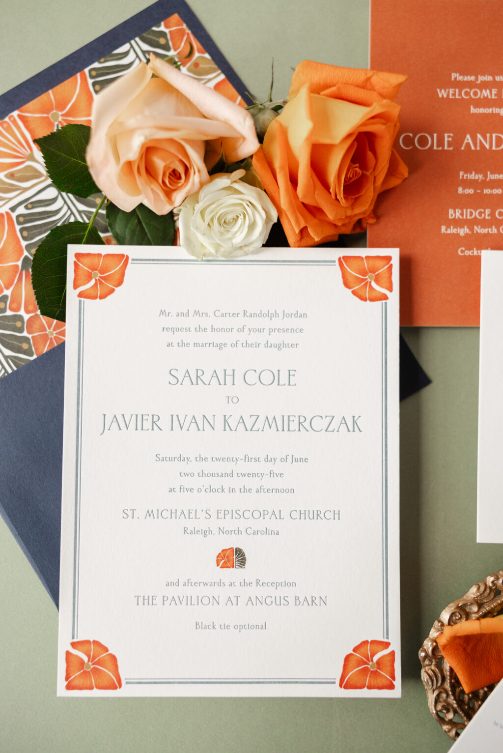 Letterpress Wedding Invitations with Custom Artwork