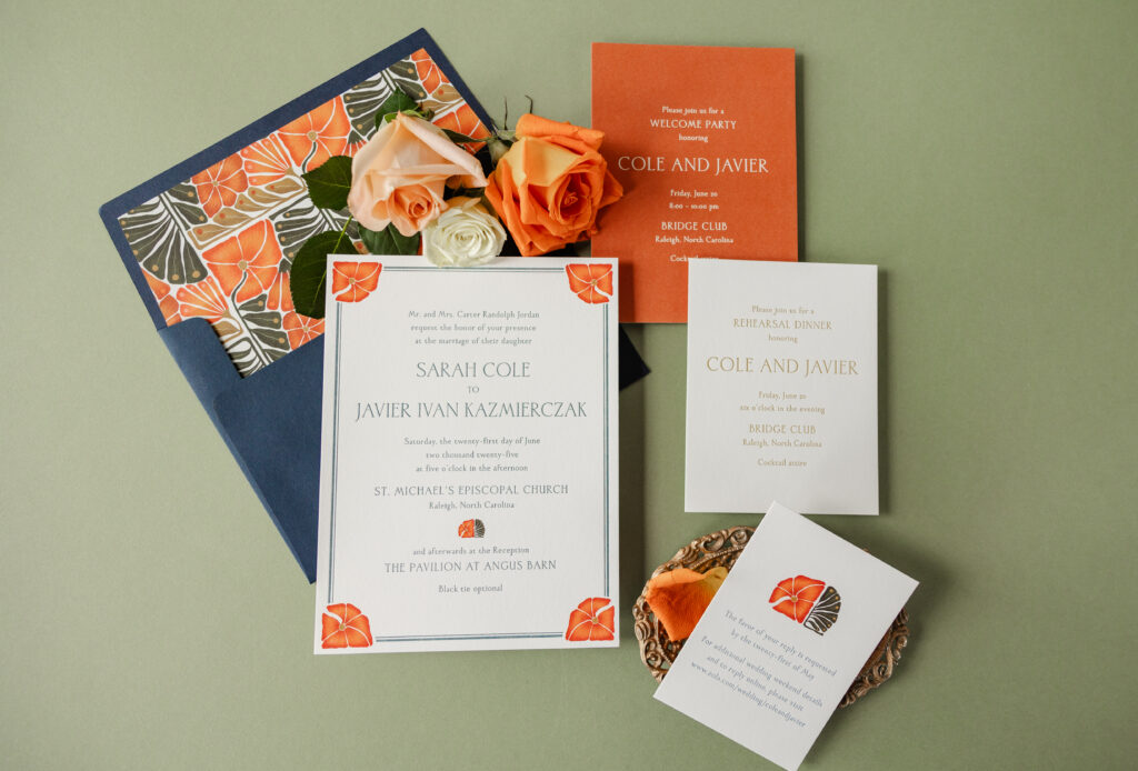 Letterpress Wedding Invitation Suite with Custom Artwork