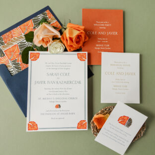 Letterpress Wedding Invitation Suite with Custom Artwork