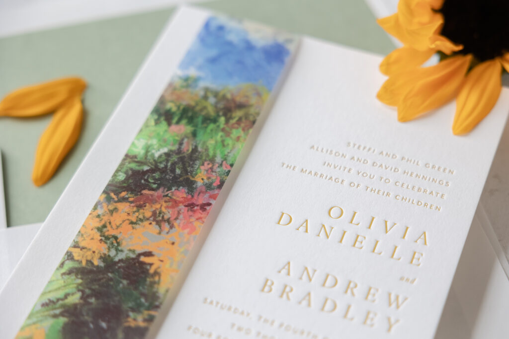 Letterpress Wedding Invitations with Bucolic Belly Band