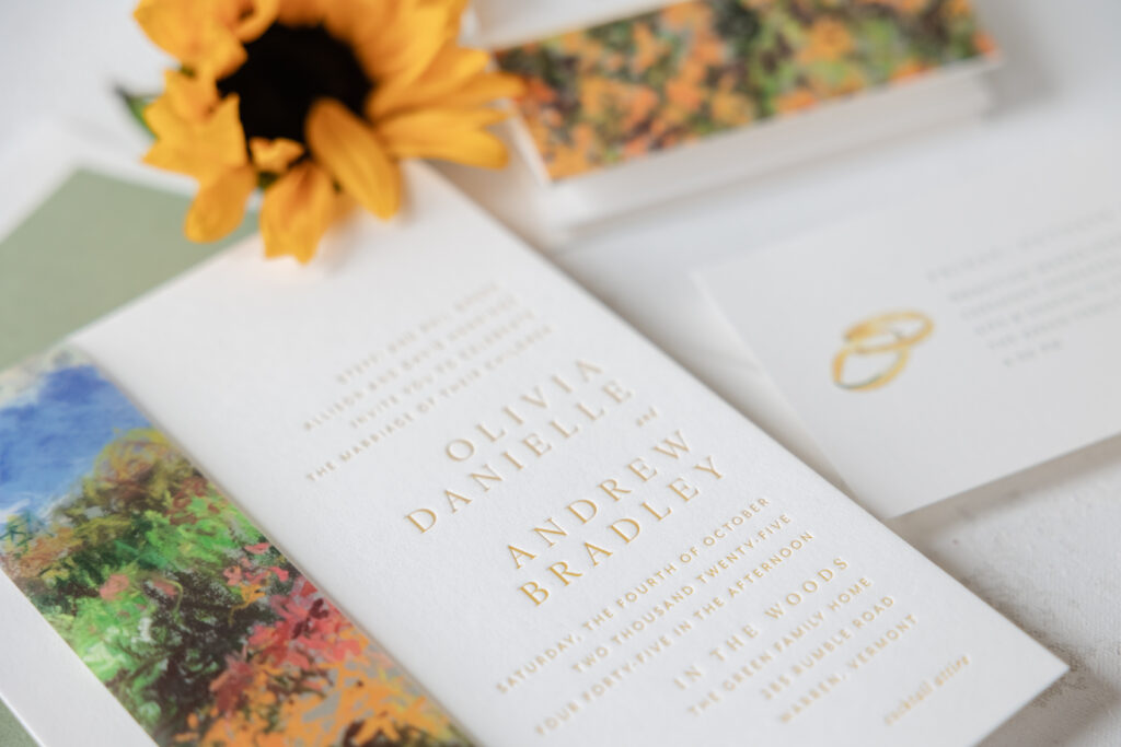 Letterpress Wedding Invitations with Bucolic Belly Band