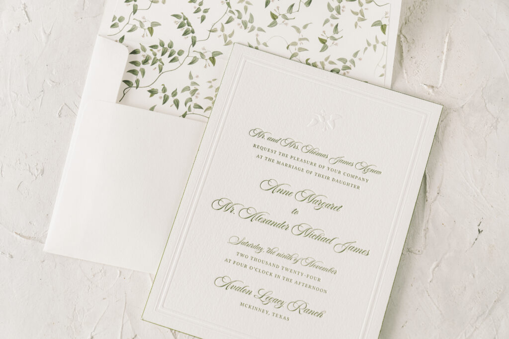 Letterpress and Blind Emboss Wedding Invitations