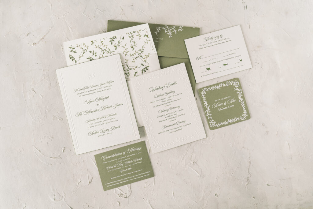 Letterpress and Blind Emboss Wedding Invitations