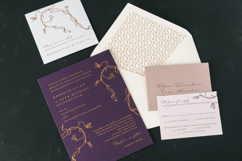 Modern Romantic Foil Stamped Wedding Invitations