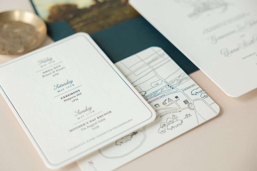 Wedding Details Card with Map Illustration