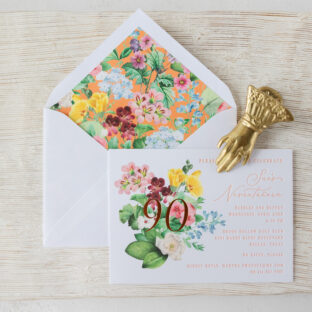 Letterpress Birthday Party Invitation with Copper Matte Foil Accent