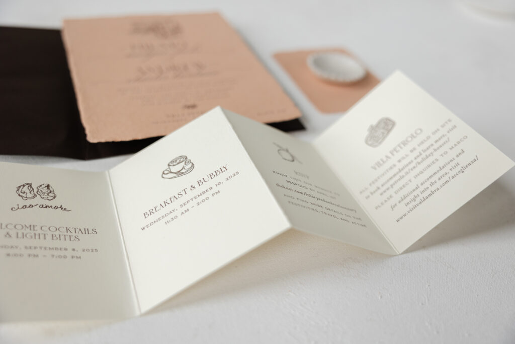 Handmade Paper Letterpress Invitations for an Italian Villa Wedding