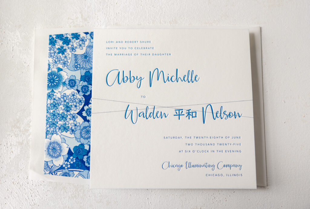 Letterpress Wedding Invitations with Chiyogami Accents