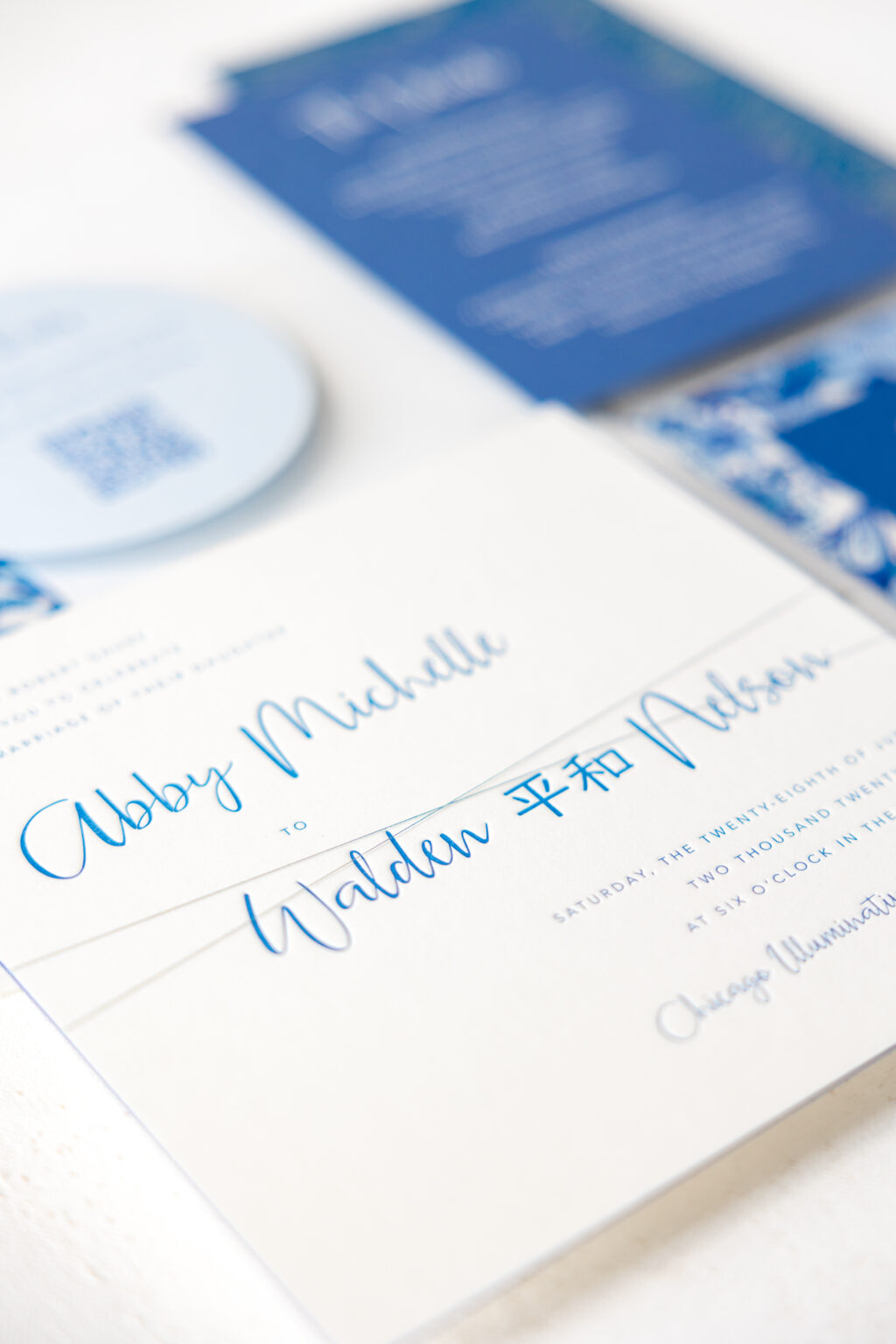 letterpress invite with metallic thread