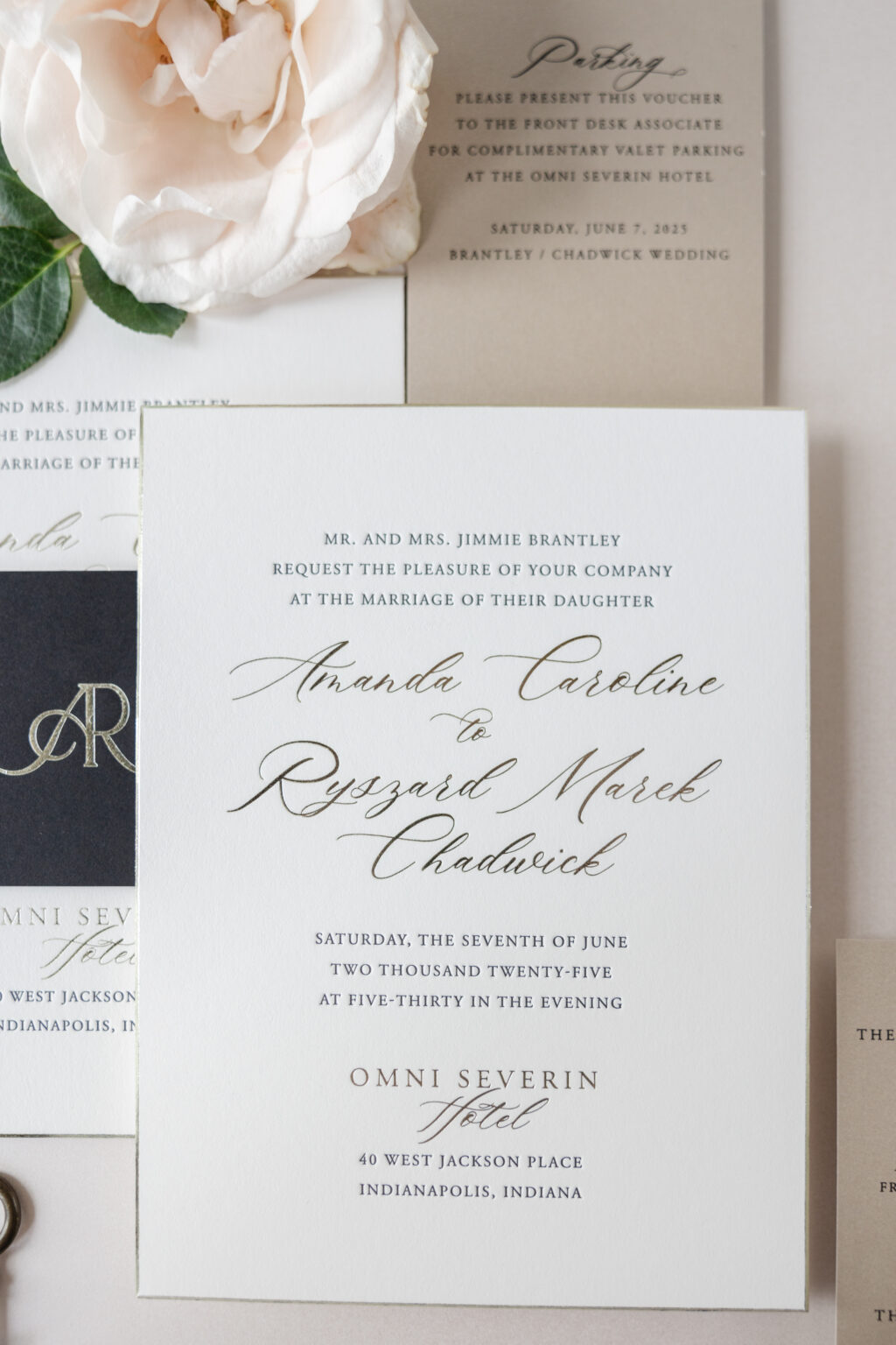 Wedding Invitation with Beveling and Foil Edging