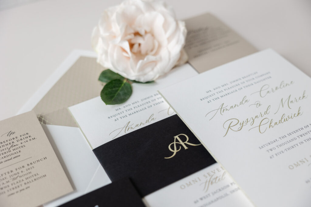 Bevel and Foil-Edge Wedding Invitations