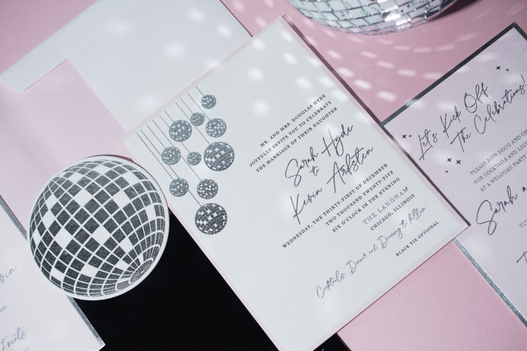 Glam New Year’s Eve Wedding Invitations