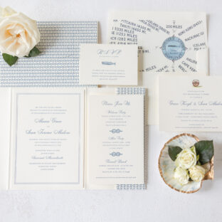 New England Coastal Letterpress Wedding Stationery