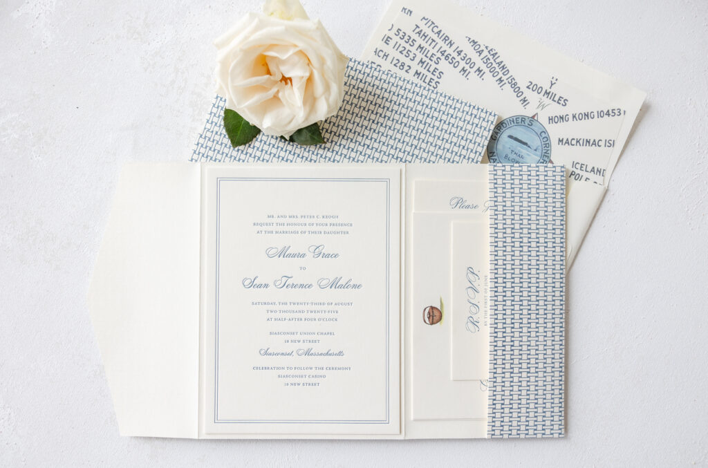letterpress wedding stationery with pocketfold