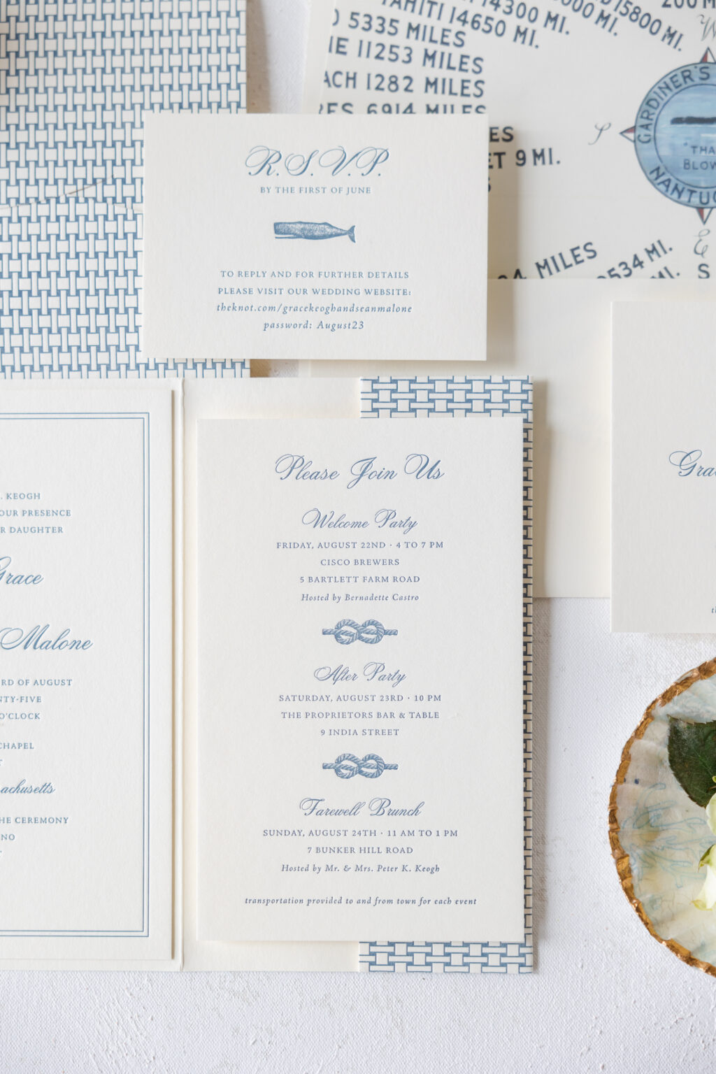 nautical info card wedding stationery