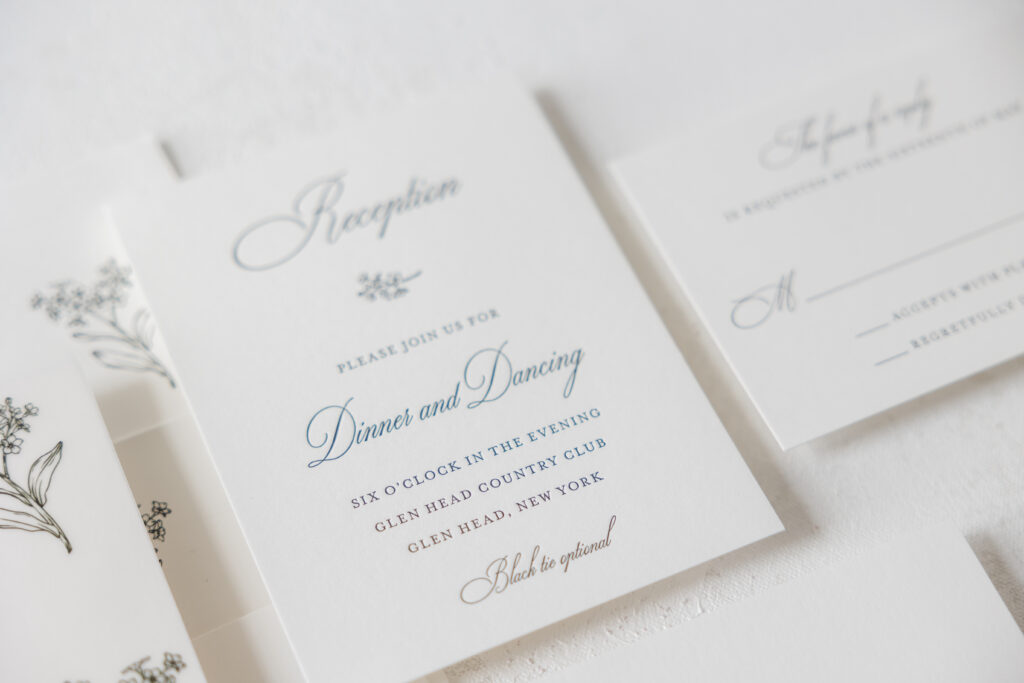 Letterpress Reception Card with Floral Accent