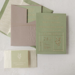 Refined and Romantic Foil-Stamped Wedding Invitations with Modern Gatefold