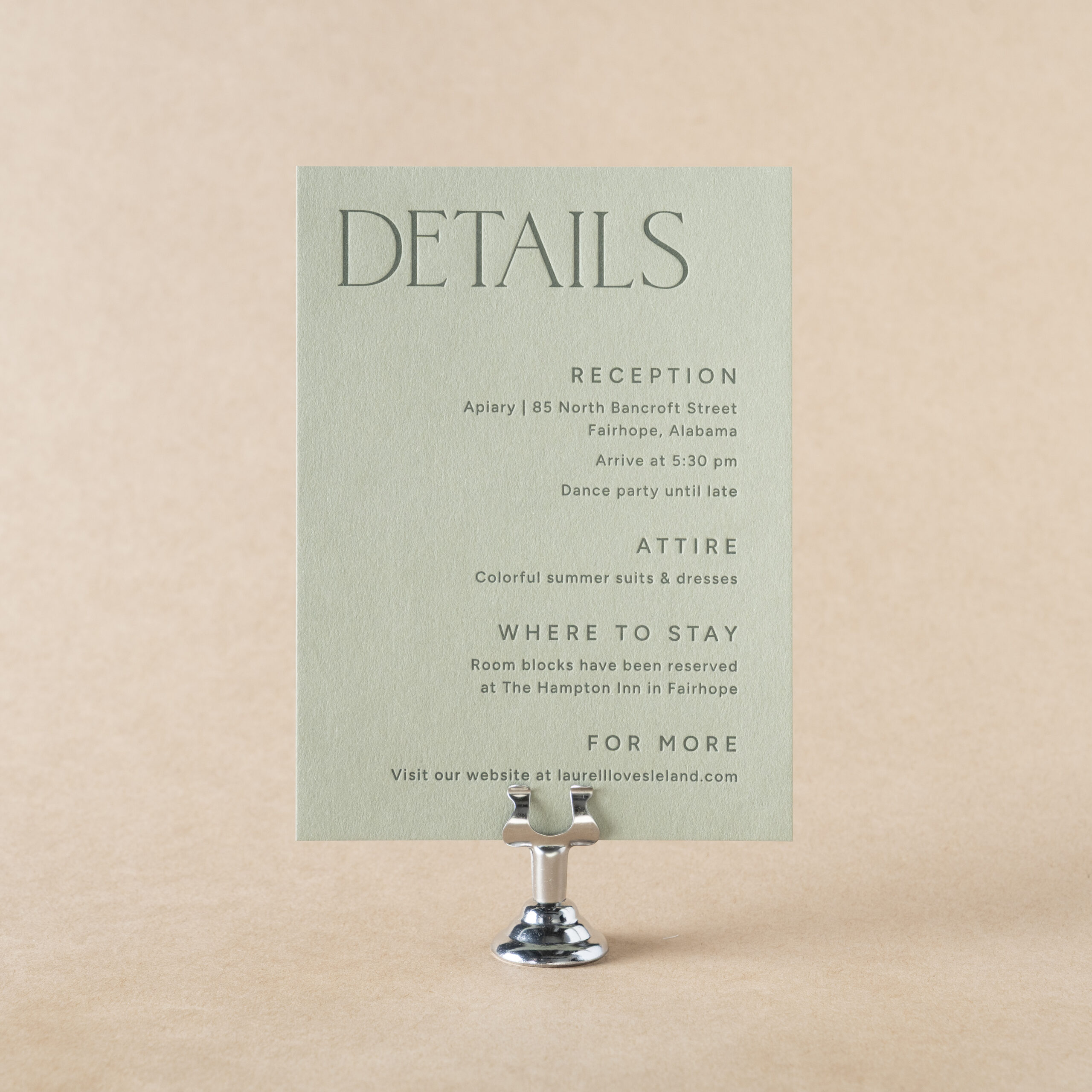 Leland Details Card design