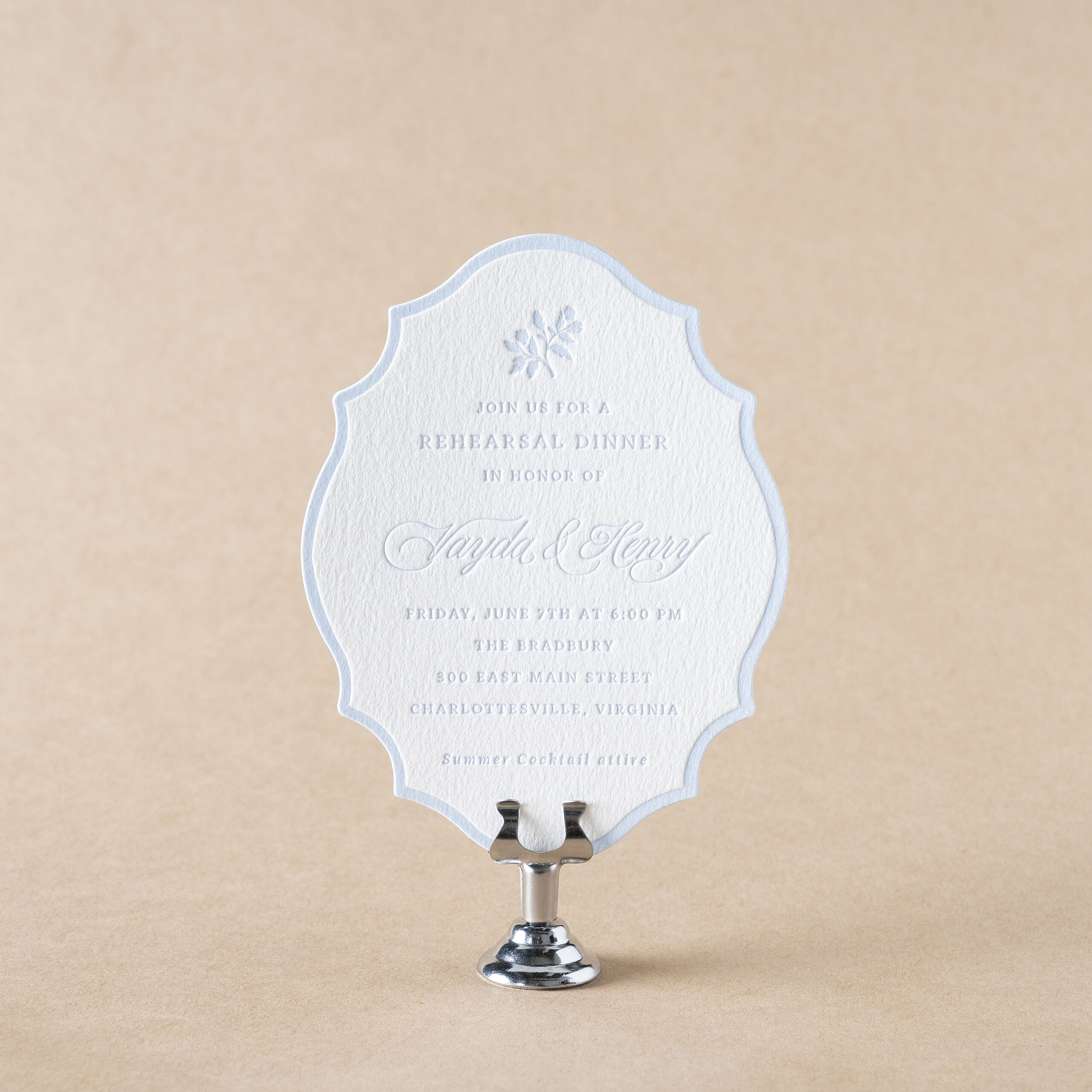 Vayda Rehearsal Dinner Card design