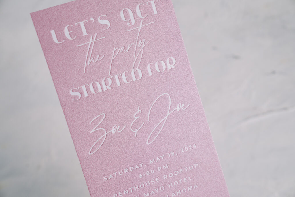 White Foil on Color Paper Invitation