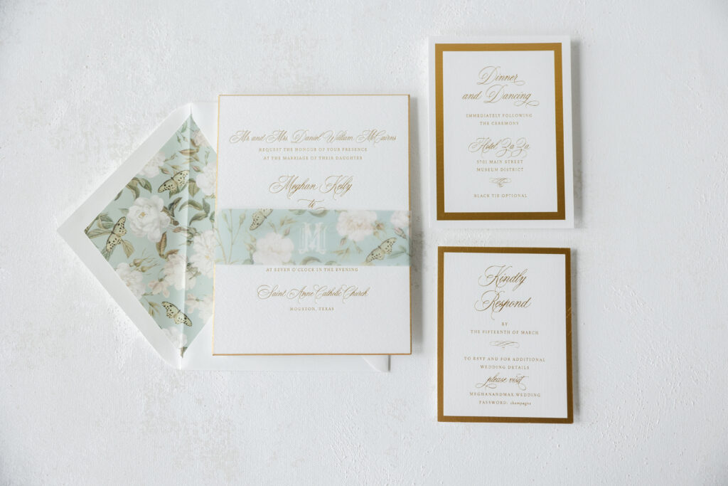 Gold Matte Foil Invitations with Bevel Edge