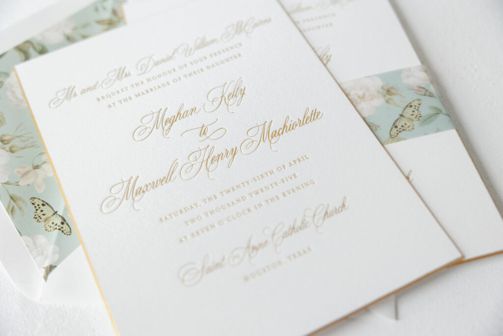 Gold Matte Foil Invitations with Bevel Edge