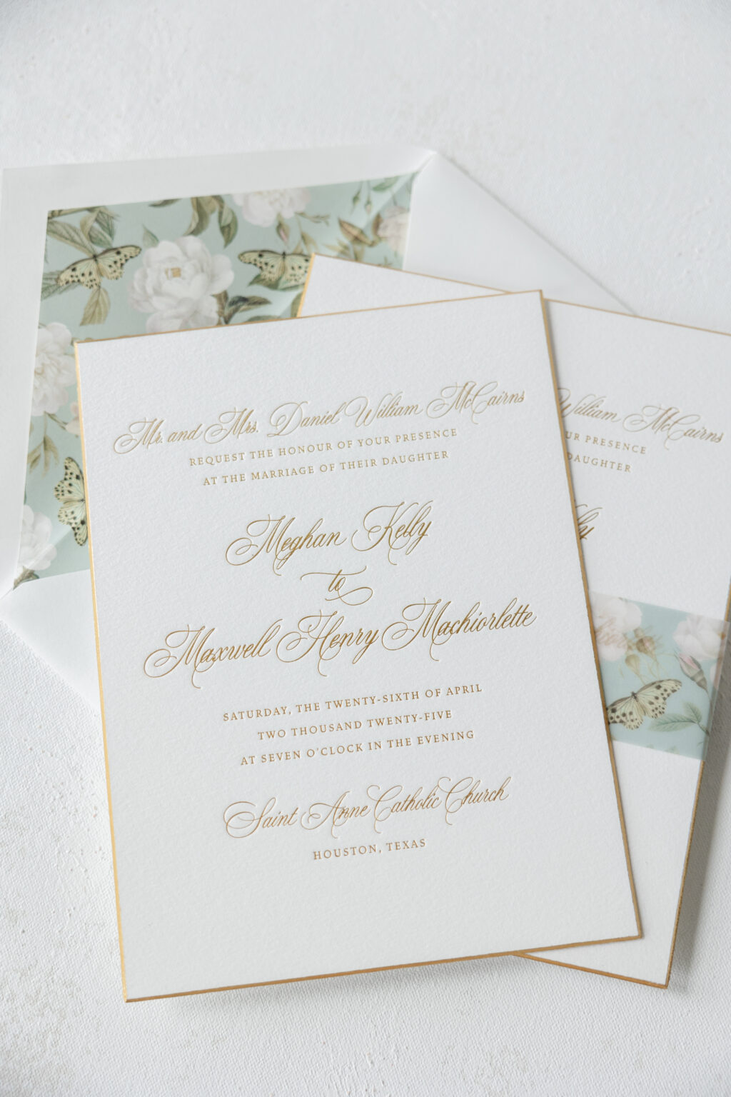 Bevel and foil edge invitations