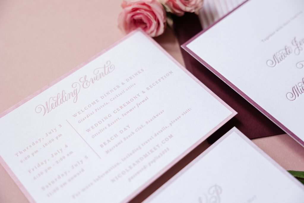 letterpress wedding suite with calligraphy