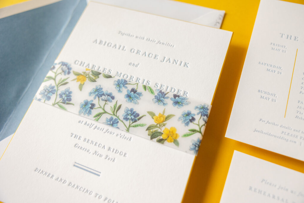 letterpress invite with belly band