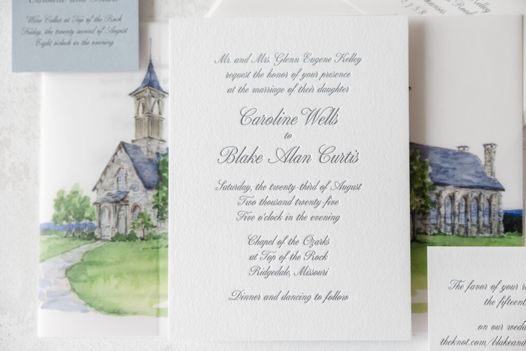 Letterpress Invitations with Watercolor-Inspired Gatefold