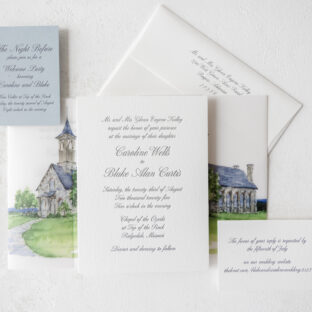 Letterpress Invitations with Watercolor-Inspired Gatefold