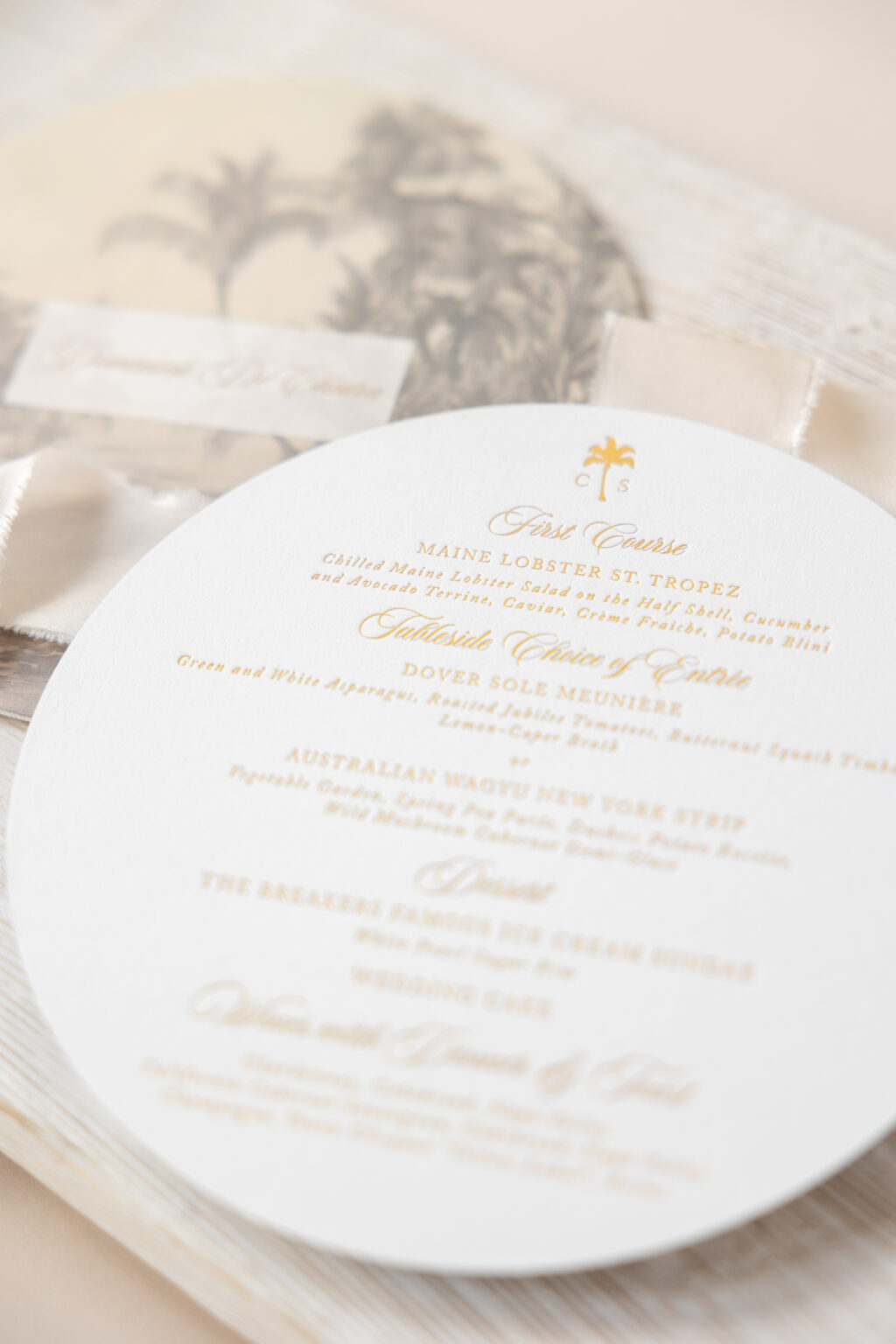 gold matte foil menu