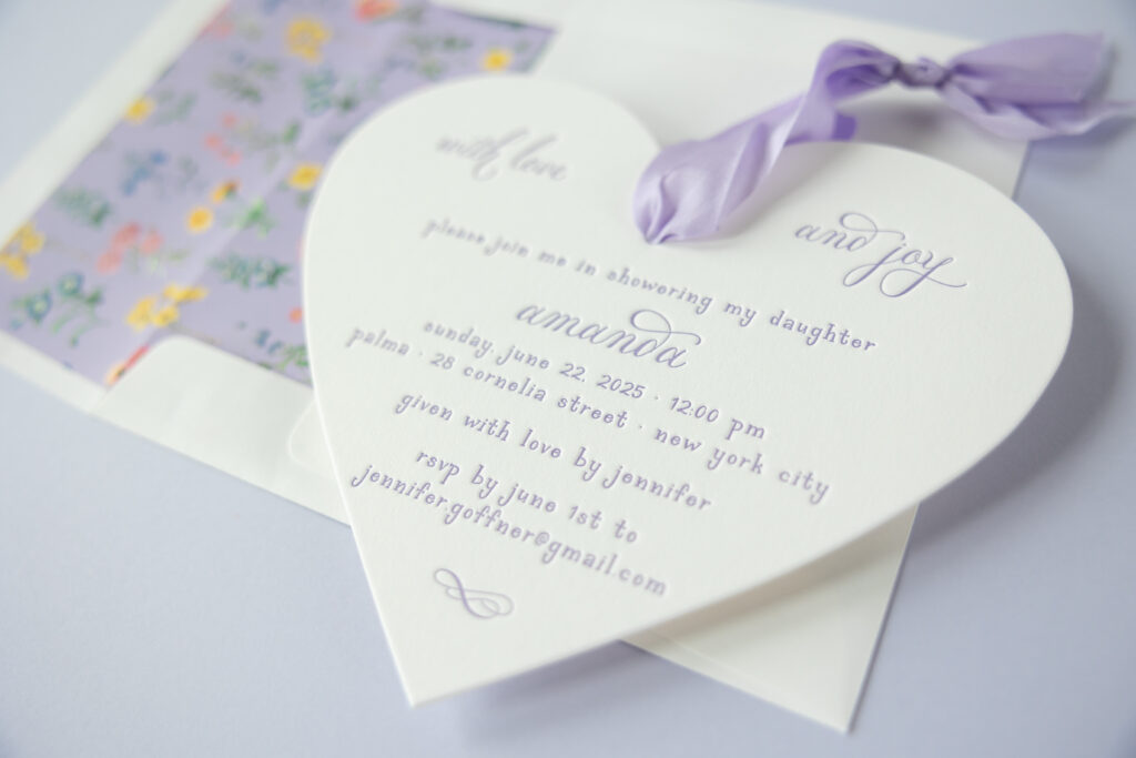 letterpress shower invitation