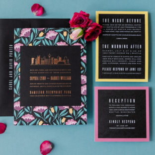 art deco foil wedding invitations