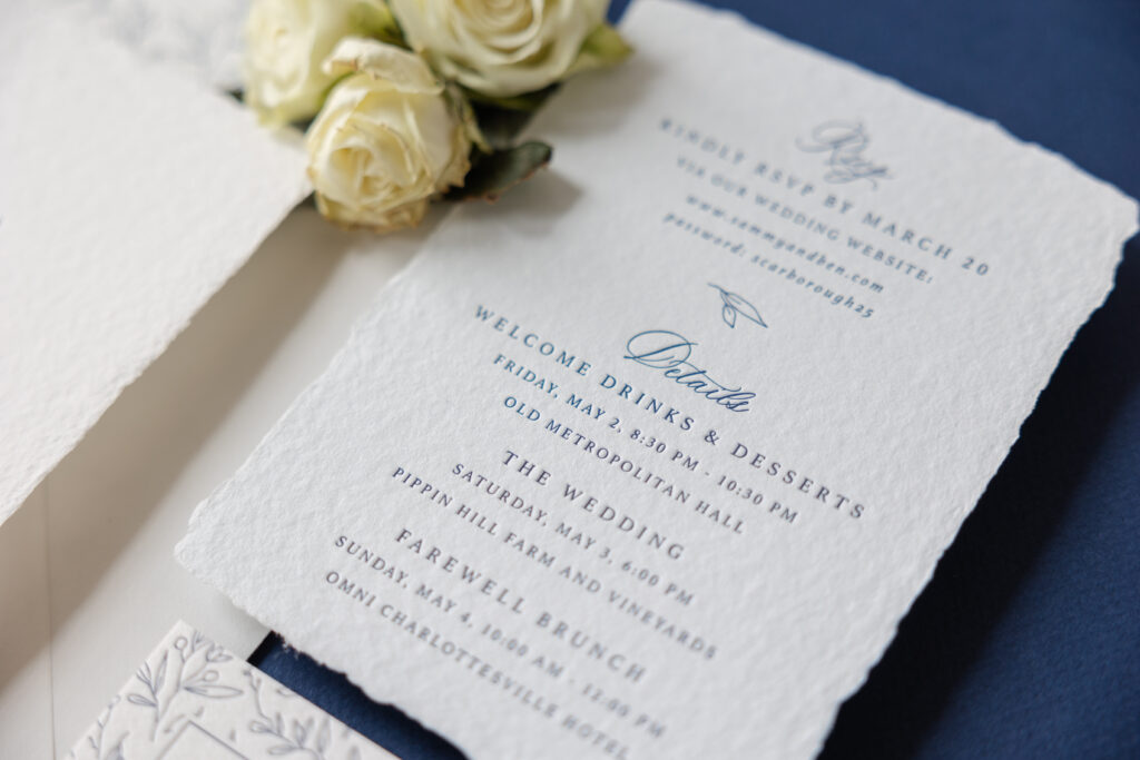 letterpress details card on handmade paper