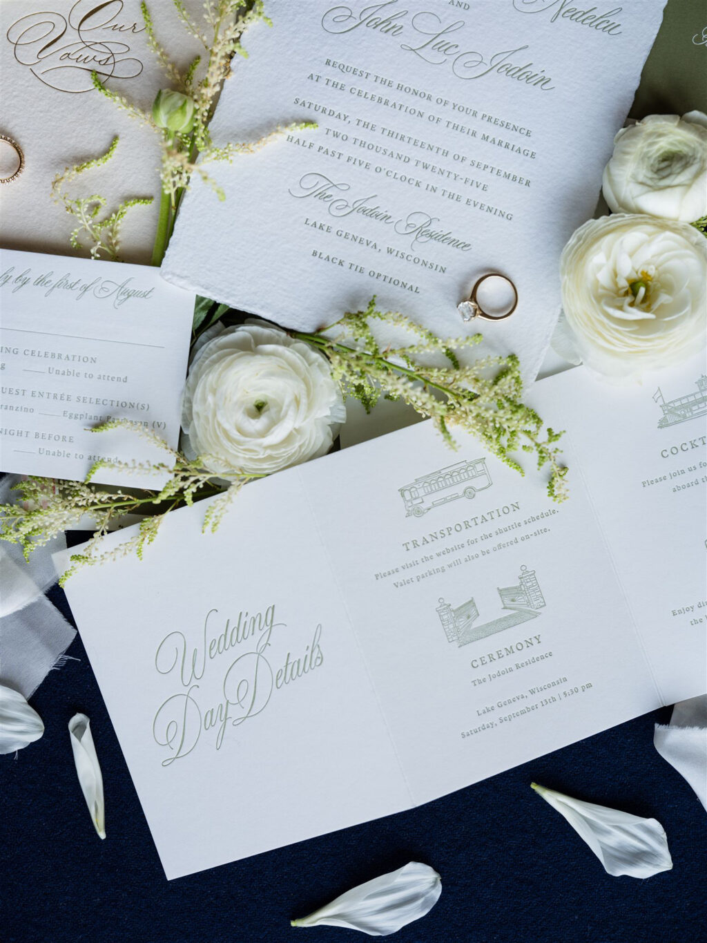 letterpress wedding details card