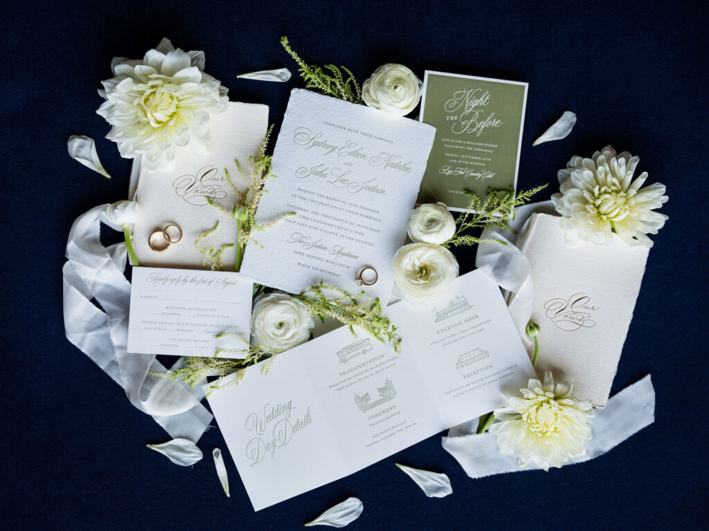 letterpress wedding suite on handmade paper