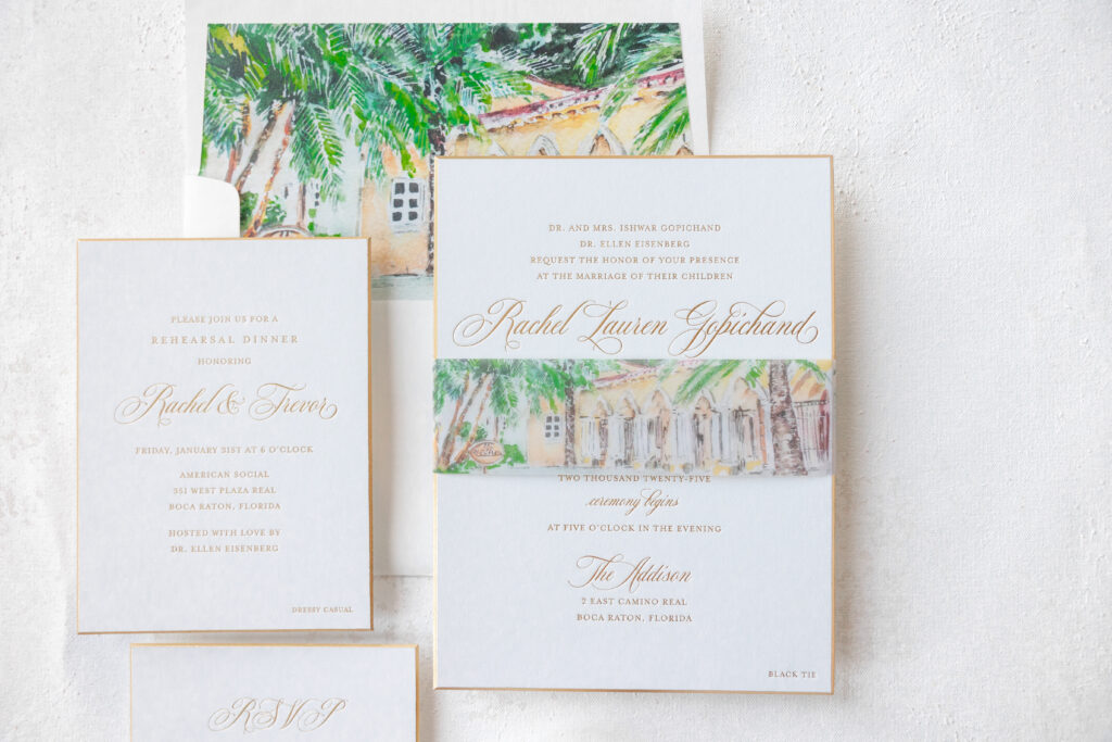 Foil Wedding Invitations with Gold Bevel Edge