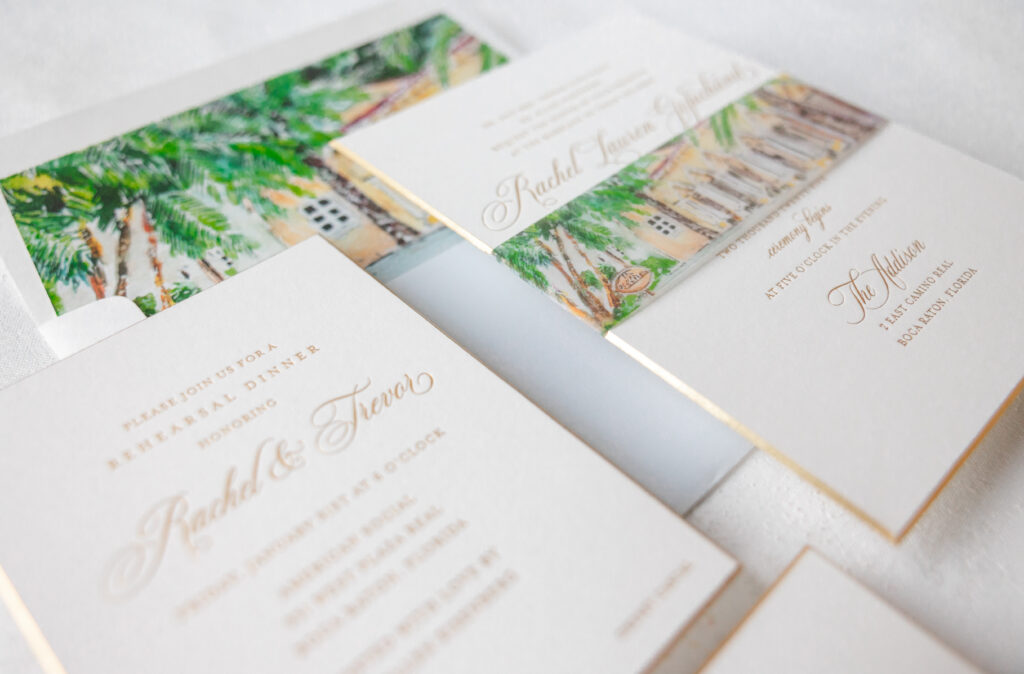 Gold matte foil wedding invite