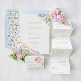 Floral letterpress and digital invites
