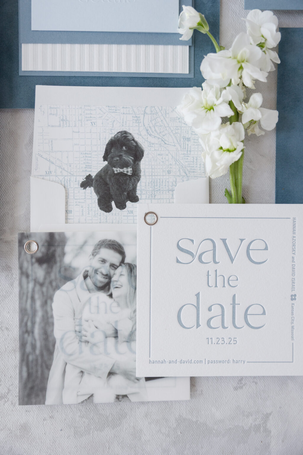 letterpress save the date with photo overlay