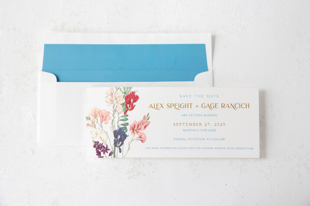 Save the dates with floral artwork